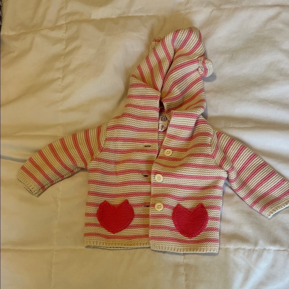 GAP Baby Cardigan in Pink and Cream Stripes